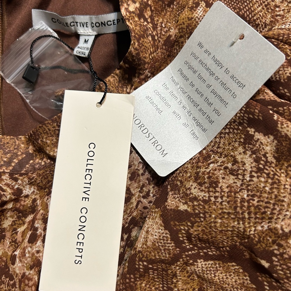 Collective Concepts Brown Snake Print Long Sleeve Dress - Picture 4 of 4